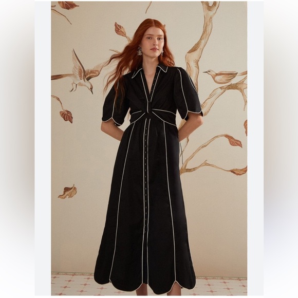 FARM Rio Dresses & Skirts - Farm RIO Black Midi Shirt Dress Size L